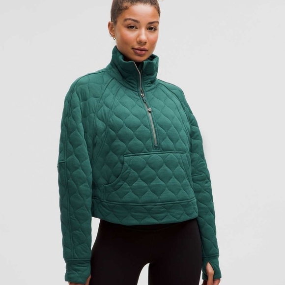 lululemon athletica Jackets & Blazers - Lululemon Scuba Oversized Quilted Half Zip Storm Teal Like New